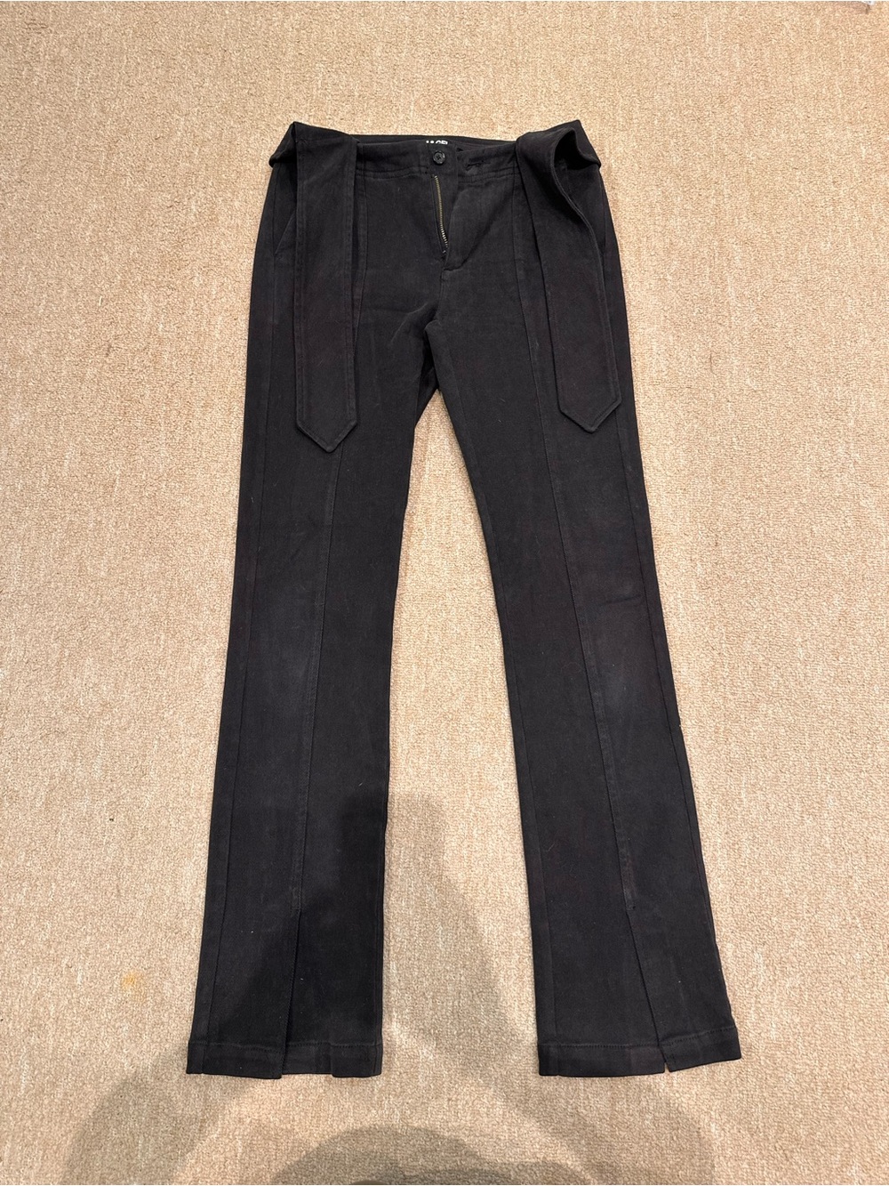 Pam & Gela Black Straight-Leg Jeans with Waist Tie